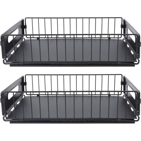 Lot de 2 organisateurs de placard coulissants en métal flexible et multifonctionnel, étagère à épices coulissante pour sous évier de cuisine courte (1/5)