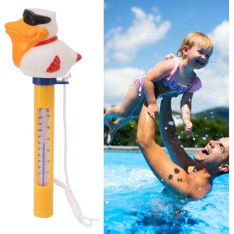Thermomètre flottant pour piscine avec cordon, en forme de canard, pour mesurer la température de l'eau des piscines, spas, jacuzzis et aquariums-AquaForge (1/5)