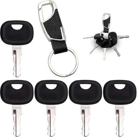 5 Pièces 14603 Clé de Contact, Clés D'allumage de Rechange Compatibles, avec Porte Clés, Compatible avec Mini Pelle Chariot Élévateur Chargeuse Sur Pneus (1/5)