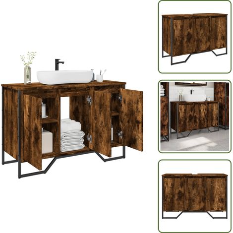 vidaXL Armoire lavabo de salle de bain chêne fumé 91x35x60 cm