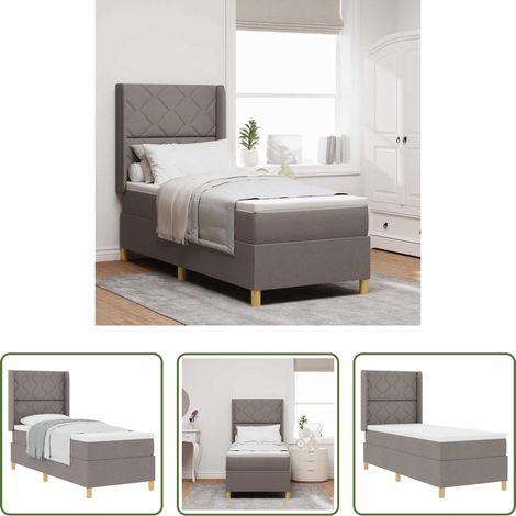 Matelas ferme - Lit à ressorts avec matelas Taupe 80 x 200 cm tissu (1/5)