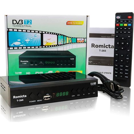 Décodeur TNT HD- DVB-T2/C H.265 HEVC Full HD PVR, USB, HDMI, SCART, Tuner TV numérique terrestre, récepteur numérique Full HD 1080p, Télécommande Universelle 2 en 1 (1/5)