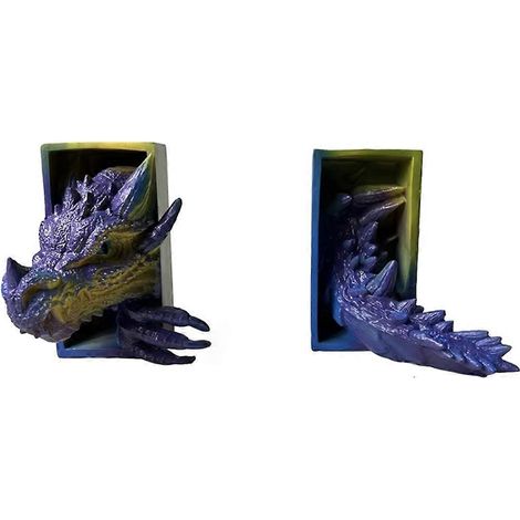Serre-livres décoratif en forme de dragon (lot de 2), décoration fantastique, ornements de décoration intérieure, serre-livres B (1/5)