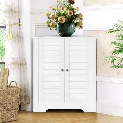 Corner Storage Cabinet Bookcase Bookshelf Display Unit Cupboard Free Standing