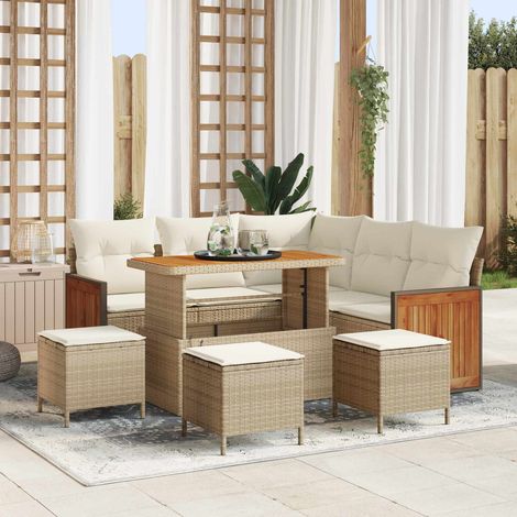Salon de Jardin 9 Pièces Ensemble Canapé en Rotin Synthétique avec Rangements Beige et Crème - PANGIVO (1/5)