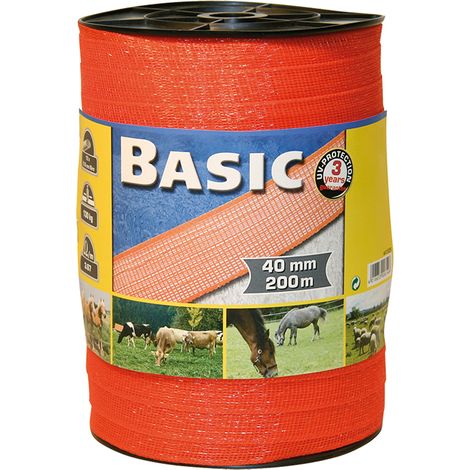 FETTUCCIA ELETTRICA H 40 mm - 12 fili - mt. 200 arancio  - ALBERT KERBL