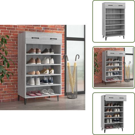 Schuhschrank Grau Sonoma 60x35x105 cm Holzwerkstoff - Schuhschrank - Schrank - Garderobe - Aufbewahrung - Organisation (1/5)