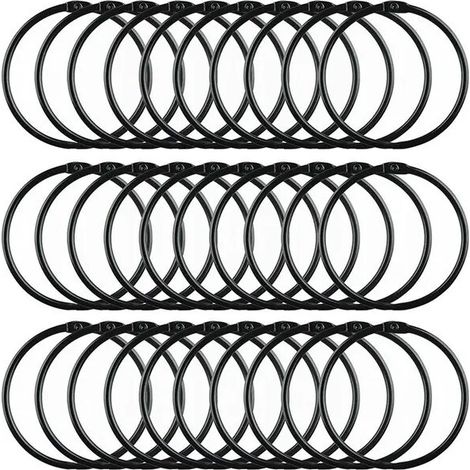 Rideaux et supports de rideauxAnneaux de rideau de douche en métal antirouille, électroplaqués, glissement fluide, noirs, lot de 30, diamètre intérieur ≈ 5 cm, pour tringles ≤ 1,25 pouces (1/5)