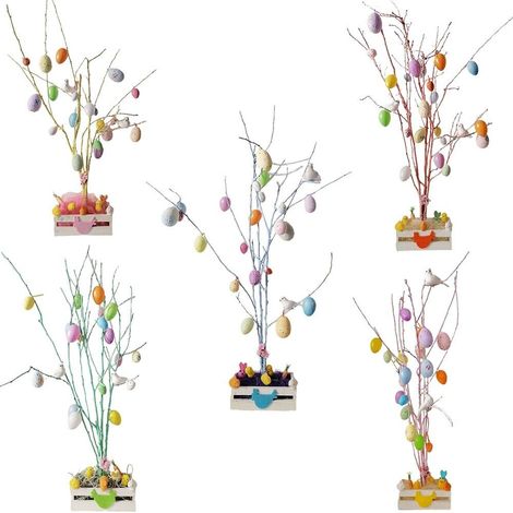 Albero uova di Pasqua con addobbi pasquali coniglio pulcino colomba ramo decoro per casa ornamenti vetrina negozio - colorigenerali: AZZURRO (1/5)