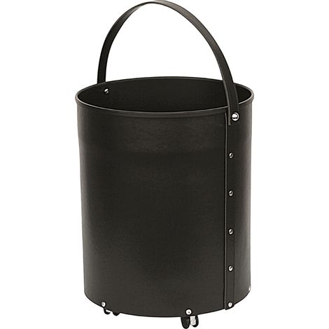 Panier en cuir à roulettes avec anse pour bûches Gorlin Noir Edilinox