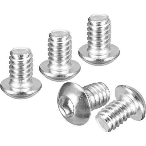 Vis A Tete Bombee A Six Pans Creux 1/4"-20x3/8" - Lot De 50 - Pour Velo De Route, VTT, Auto, Moto - Acier Inoxydable 304 Lave Blanc - Fixations A Entrainement Hexagonal (1/5)