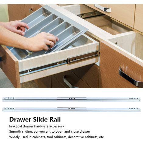 [Guide pour Tiroirs] Slide Rail Hardware Accessory - Rail de Tiroir en Acier Galvanisé à Billes, 2Pcs/Set de 450x17mm, Portée 15-20kg pour Cabinet Closets (1/5)