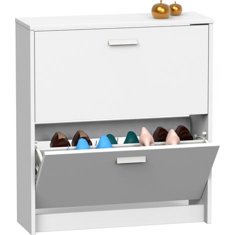Briebe Nova Zapatero Entrada Recibidor, Mueble Auxiliar Estrecho Zapatos, 2 Puertas, Madera 82x74x25 cm Blanco