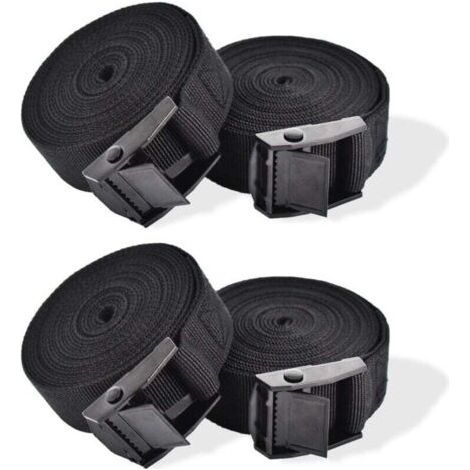 Sangle d'Arrimage, 4 Pièces Sangle de Serrage à Cliquet Sangles de Verrouillage Sangle avec Boucle de Serrage Sangle de Fixation pour Moto Voiture, Porte Vélo Bagages 2,5 cm x 1 m (1/4)