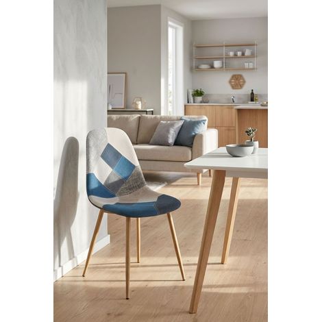 Sillas Comedor - Silla Teok Patchwork - Azul (1/5)