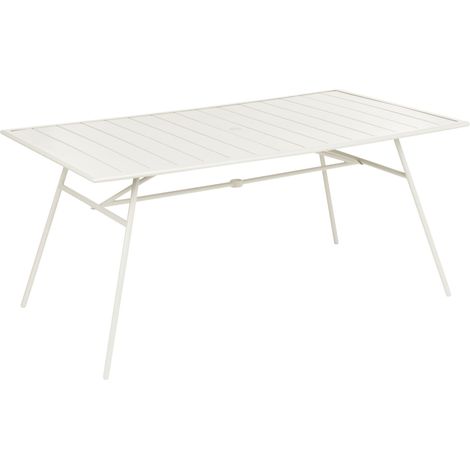 Garden Table Light Beige Galvanised Iron 160 x 90 cm Powder-Coated Outdoor Furniture Modern TERENZO