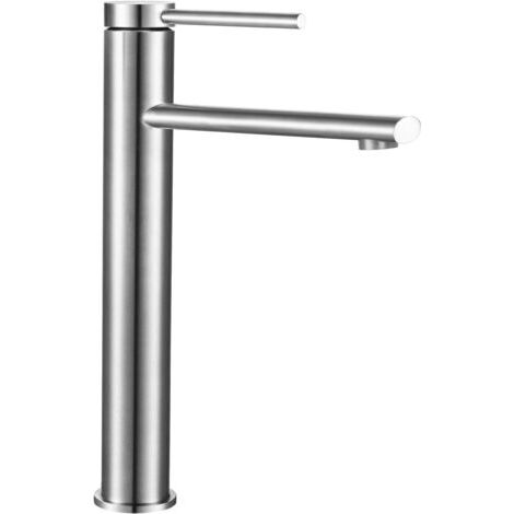 Robinet de salle de bain mitigeur haut en acier inoxydable avec bec haut