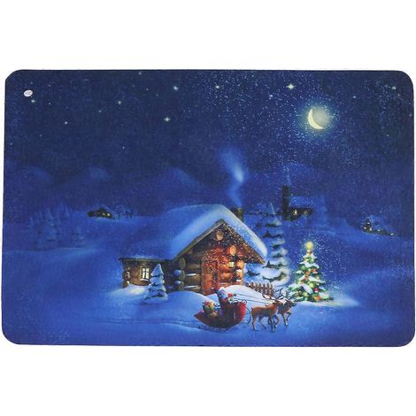 Tapis de sol de salle de bain à thème de Noël (1 pièce), coussin absorbant l'eau, tapis de porte-40x60x1cm-Blue (1/2)