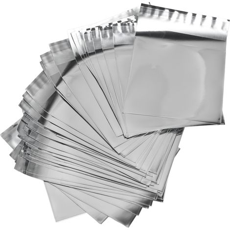 Packung mit 50 wiederverschließbaren, wasserdichten und staubdichten, wiederverwendbaren und langlebigen Aluminiumbeuteln, 8,5 x 8,5 cm. (1/5)