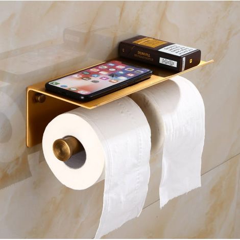 Support de Papier Toilette Bicolonne en Aluminium – Double Rouleau, Pratique et Élégant pour Salle de Bain 25.511.58cm - antique