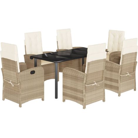 vidaXL Set da Pranzo da Giardino 7 pz con Cuscini Beige in Polyrattan (1/5)