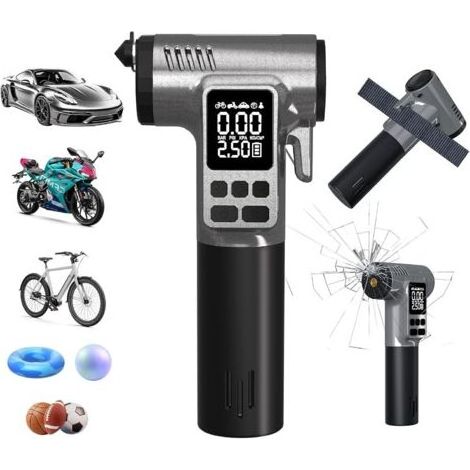Compresseur d'air portable pour pneus, pompe à air de rechange pour voiture, pompe à air pour vélo avec manomètre numérique et arrêt automatique, gonfleur de pneu sans fil en forme de boule pour moto (1/5)