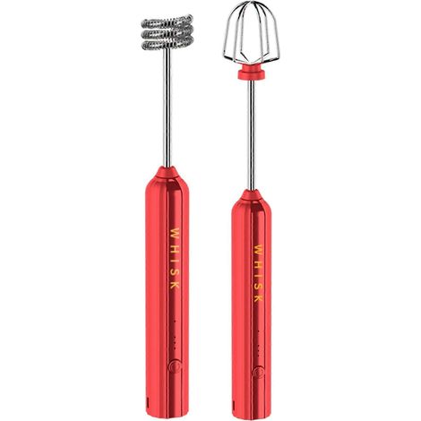Fouet électrique rechargeable USB, batteur à œufs, mixeur portatif rouge-- (1/5)