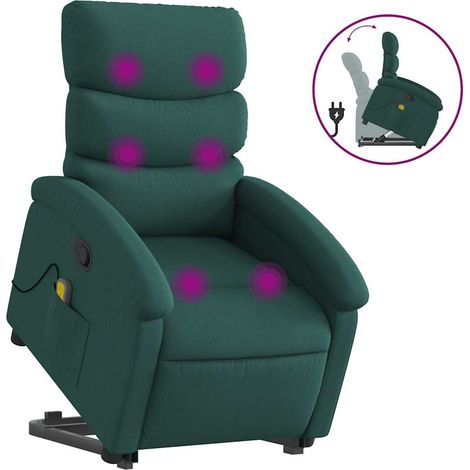Maison Exclusive - Massagesessel mit Aufstehhilfe Dunkelgrün Stof