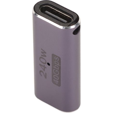 Adaptateur USB-C 4.0 HD 8K 40 Gbit/s PD240 W à charge rapide, boîtier en aluminium, adaptateur portable USB-C vers USB-C pour téléphone portable, connecteur femelle-femelle droit. (1/4)