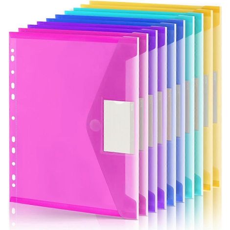 Set bestehend aus 10 Ablagemappen, 11 Kunststoff-Ringbuchtaschen, transparenter Dokumentenmappe mit Etikett, Taschenorganizer für 3-Ring-Ordner (1/5)