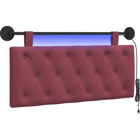 Maison Exclusive - Tête de lit suspendue Avec lumière LED Bordeaux Tissu (1/5)