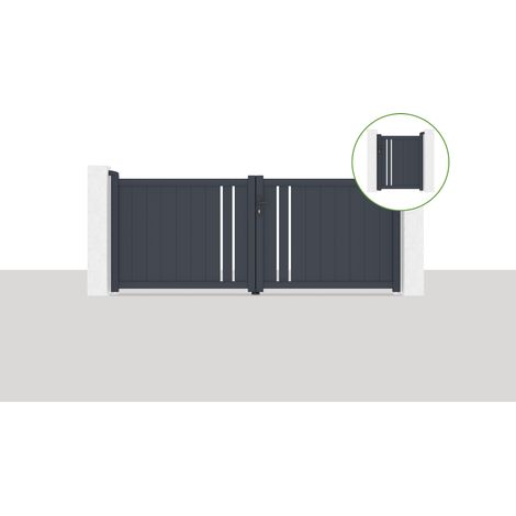 Pack-Schwingtor 3x1,2m GIONA + GIONA-Tor H.1,2m grau (1/5)