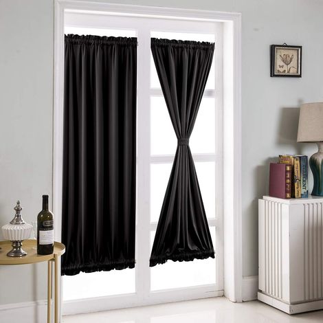 Door Curtain, Room Curtain, Thermal Insulating Curtain, Blackout Curtain for Bedroom Window, Living Room, 1 Pack (Black, 64 x 102 cm) (1/5)
