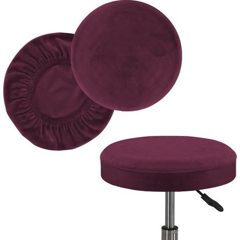 Housse de chaise 2 pièces, housse de chaise antidérapante, housse de tabouret, housse de chaise de bureau, housse de chaise amovible, housses lavables pour tabourets de bar, ronde universelle, Mar (1/5)