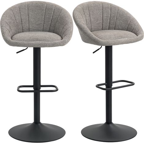 HOMCOM Swivel Bar Stools Set of 2 Height Adjustable Bar Chairs Grey (1/5)