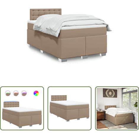 vidaXL Surmatelas confortable - Sommier à lattes de lit matelas cappuccino 120x190cm similicuir (1/5)