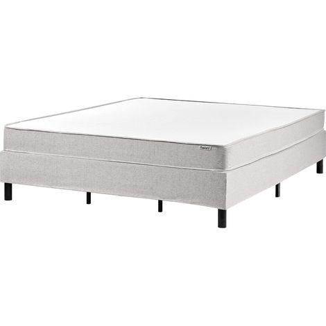 Letto matrimoniale con rete in tessuto 180 x 200 cm con materasso a molle insacchettate senza testiera grigio chiaro Countess