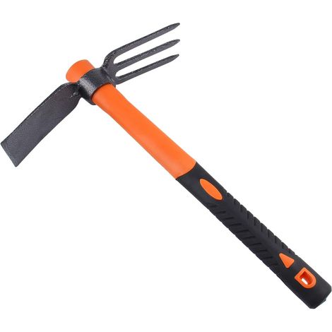 38,5 cm Houe Double avec herminette forgée Robuste et poignée Ergonomique antidérapante Râteau à Double tête de pour Jardinage, Chasse, aménagement extérieur (1/5)