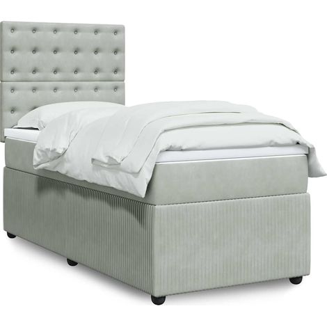 Boxspringbett mit Matratze Hellgrau 90x190 cm Samt