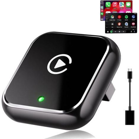 CarPlay sans Fil 2 en 1 pour Apple CarPlay/Android Auto,Mini Adaptateur sans Fil pour iPhone/Android et Plus de 927+ Voitures,Bluetooth 5.3 et WiFi 6,sans décalage,Plug and Play,Connexion Automatique (1/4)