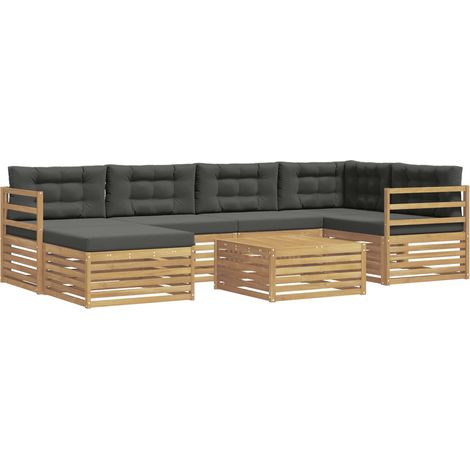 Conjunto de sofás de exterior 7 uds. Blanco y Antracita vidaXL (1/5)