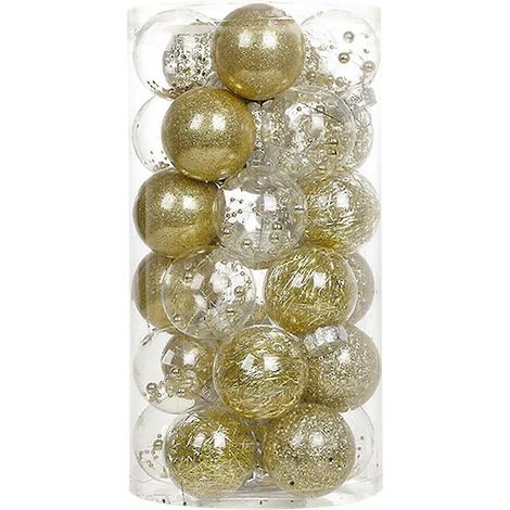 Ensemble de 30 décorations de Noël en forme de baril, comprenant un sapin de Noël décoratif de 6 cm en PE peint. (1/5)