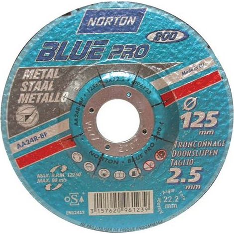 Disque de tronçonnage - Métal/Inox - 115x2,5x22,2mm - NORTON - 66252833048