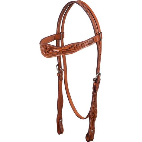 Unica, Marrone Chestnut: Testiera western flower tooling