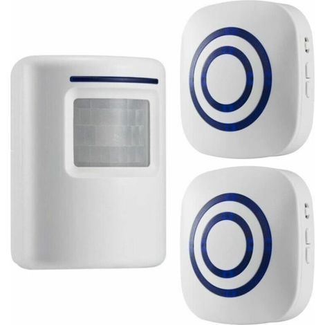 Allarme wireless per vialetto: campanello con rilevatore di movimento a infrarossi, 2 ricevitori e 1 sensore, 38 melodie - indicatori LED (1/4)