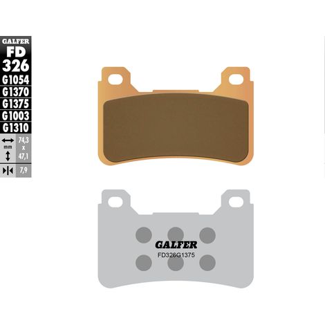 Plaquettes de frein Galfer KH390 en métal fritté (or) Sport avant (Honda CBR 600RR '05-'16, CBR 1000RR '04-'16, VFR 800F '14-'18, VFR 800X '15-'17, CB 1000/1100)