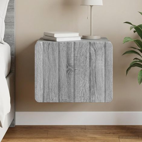 vidaXL Wall-Mounted Bedside Cabinet Grey Sonoma 33 x 34.5 x 24 cm (1/5)