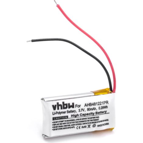 vhbw Batería compatible con Bose Bluetooth Headset Series 2, BT2R, BT2L, BT1R, BT1L auriculares inalámbricos, cascos (80 mAh, 3,7 V, Li-poli)