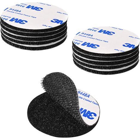 Scratch Autocollant Double Face Extra Fort, Noir Bande Auto-Adhésif Réutilisable Rond 5cm Adhesif Double Face Puissant pour Bricolage/Cadre Photos, 10 pièces (1/5)