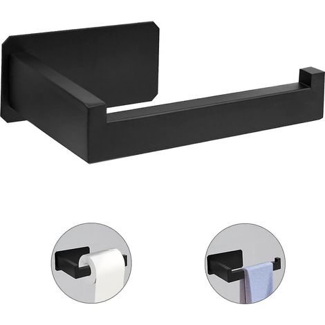 Toilettenpapierhalter aus Edelstahl, mattschwarze Badaccessoires, Handtuchhalter, 3M-Klebeband, starke Haftung (1/5)